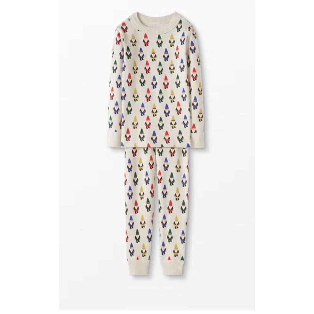 Hanna Andersson Holiday Gnome Long John Pajama Set Cream Long Sleeve Kids 12
